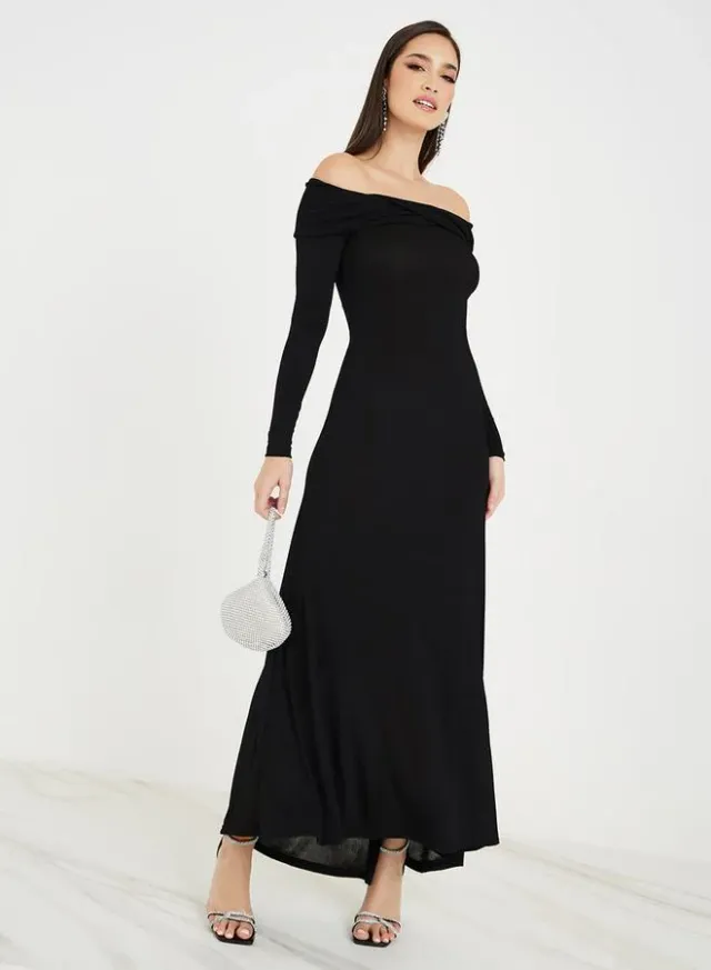 Off-Shoulder Satin Dress – image 2