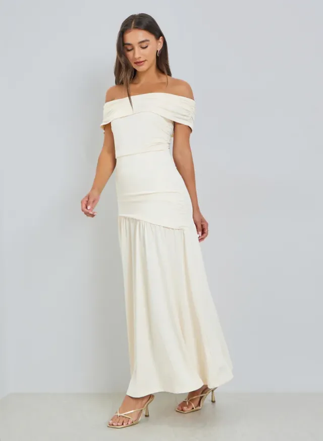 Off-Shoulder Satin Dress