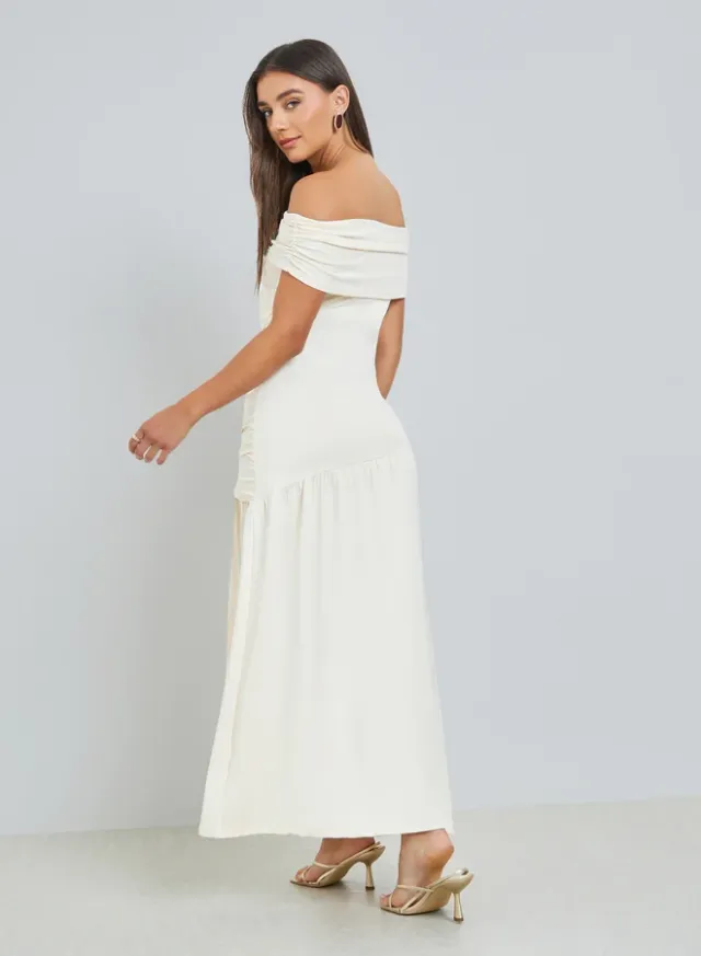Off-Shoulder Satin Dress – image 3