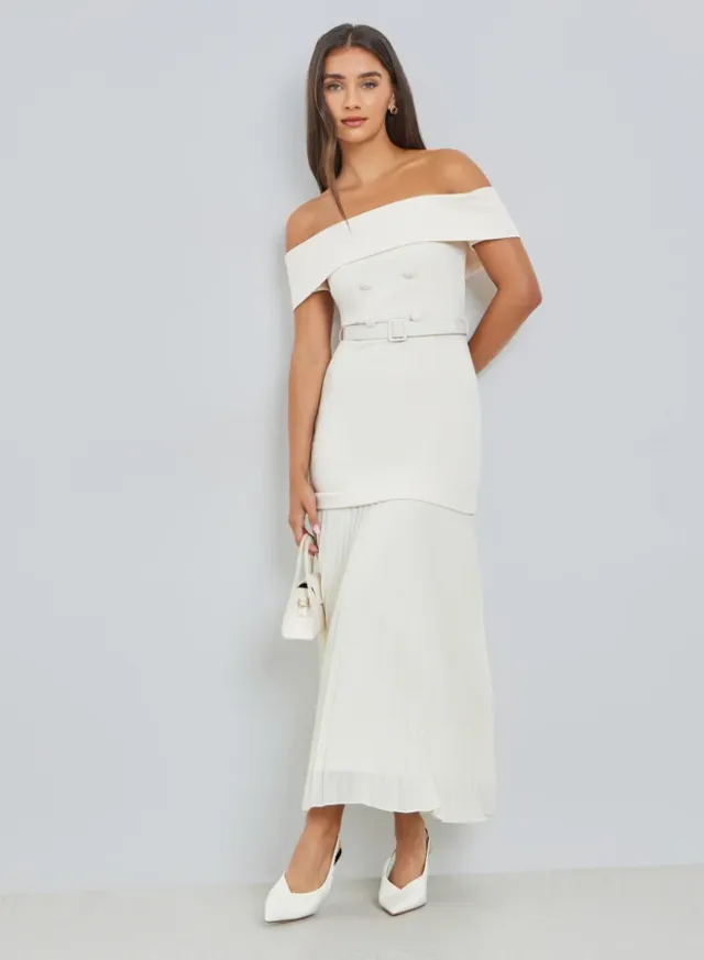 Off-Shoulder Satin Dress