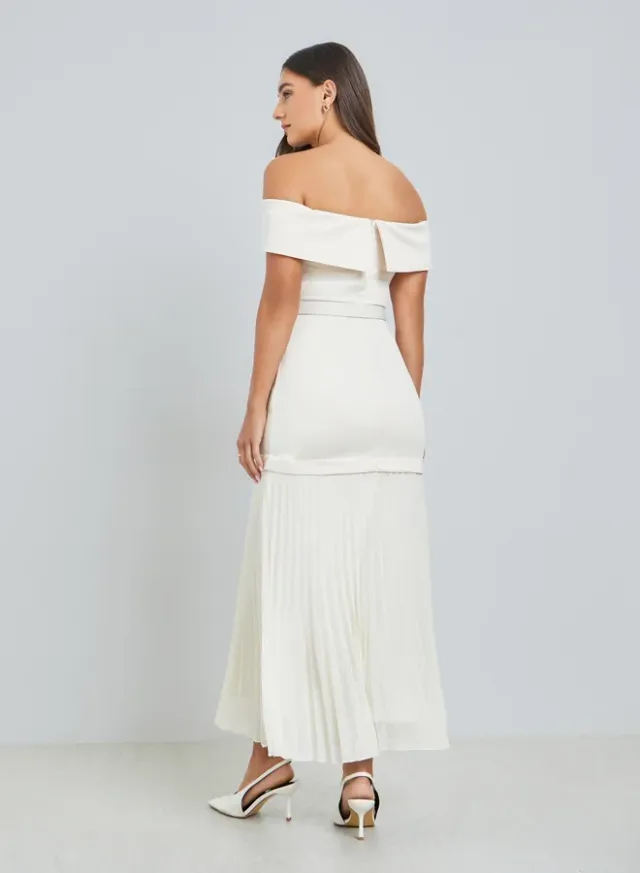 Off-Shoulder Satin Dress – image 3
