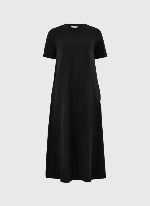 Black Midaxi T-Shirt Dress – صورة 4