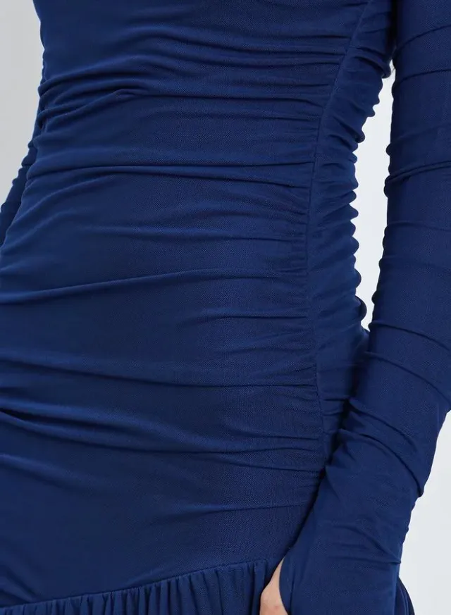 Styli Blue Ruffle Mesh Hem Maxi Dress – image 4