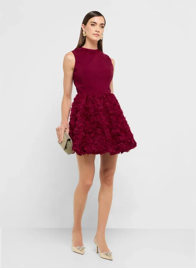 eclat luxe mock neck dress with tulle skater hem – image 4