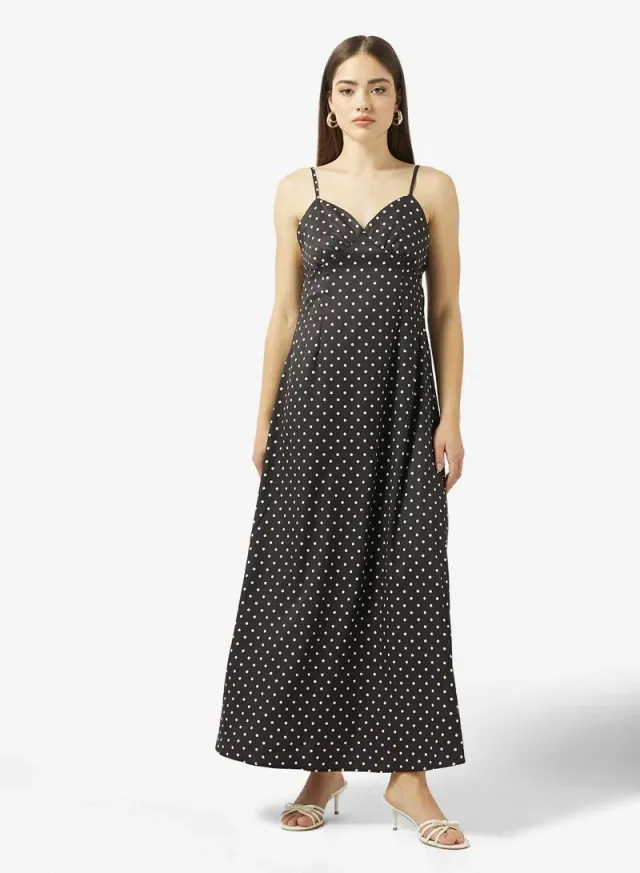 Strappy Polka Dot Dress with Scarf – image 5