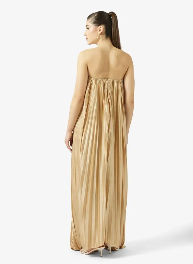 Bandeau Plisse Metallic Dress – image 3