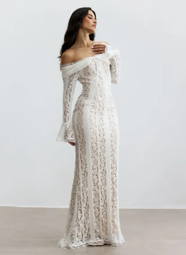 Emily Off Shoulder Lace Maxi Dress – image 3