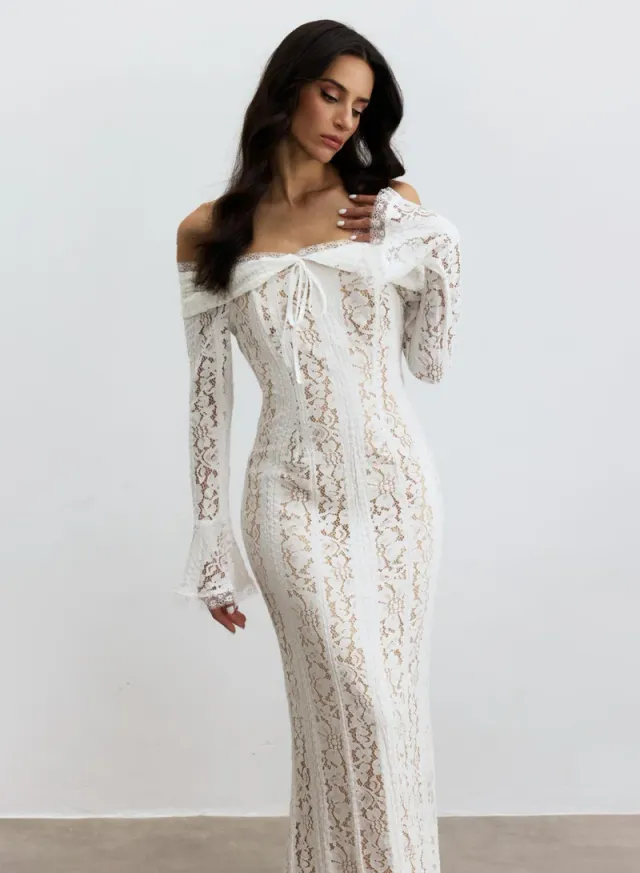 Emily Off Shoulder Lace Maxi Dress – image 5