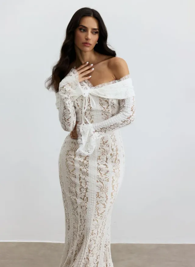 Emily Off Shoulder Lace Maxi Dress – image 6