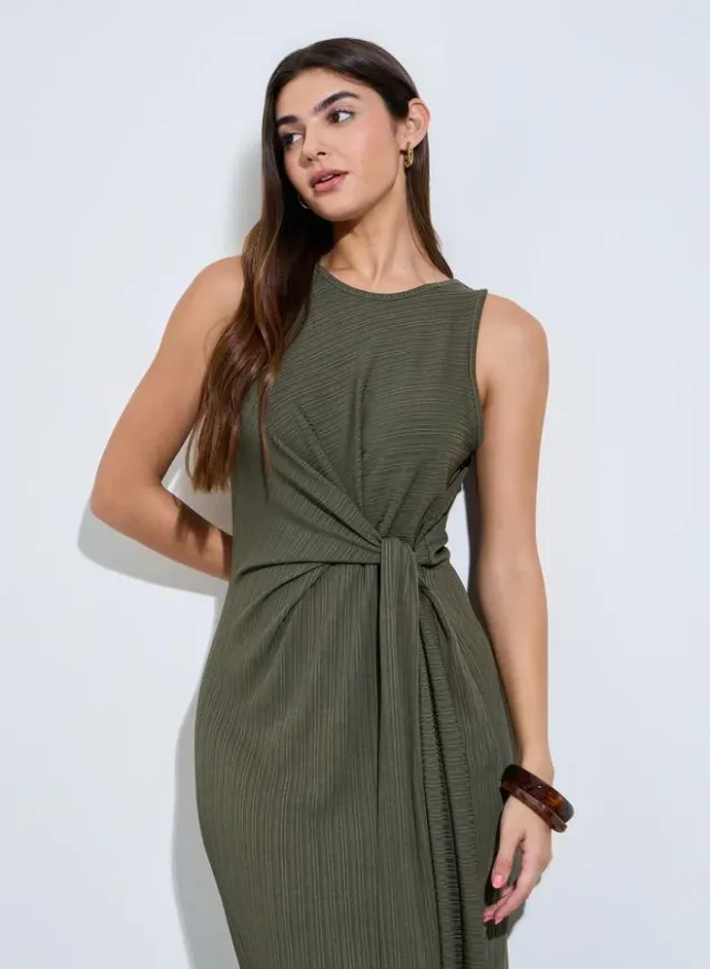 Green Sleeveless Side Waist Tie Maxi Dress – image 2