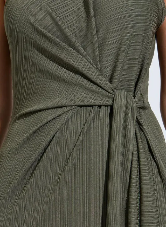 Green Sleeveless Side Waist Tie Maxi Dress – image 4