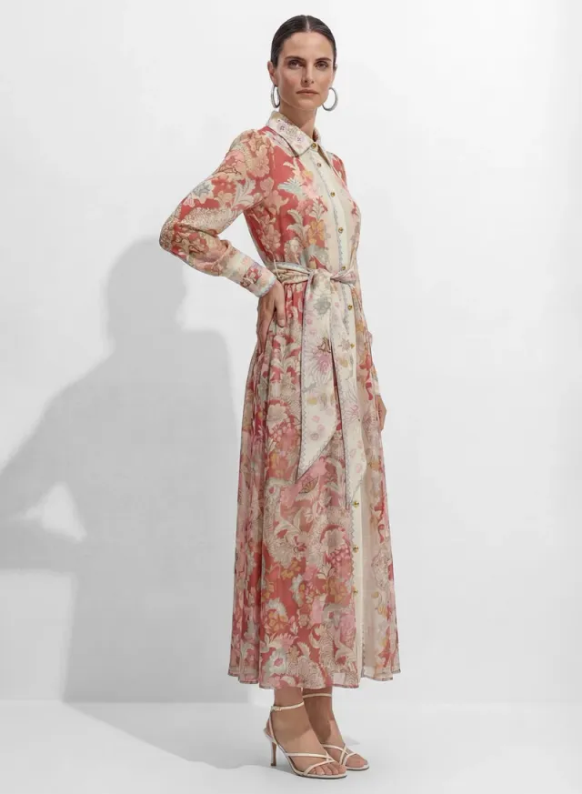 Secret Garden Pink Floral Print Long Sleeve Maxi Dress – image 2