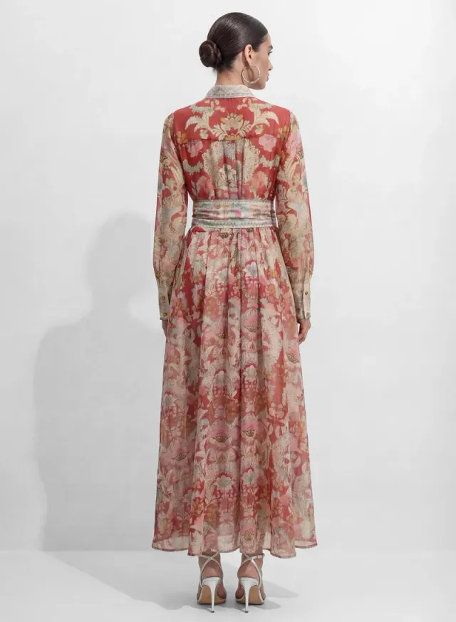 Secret Garden Pink Floral Print Long Sleeve Maxi Dress – image 3