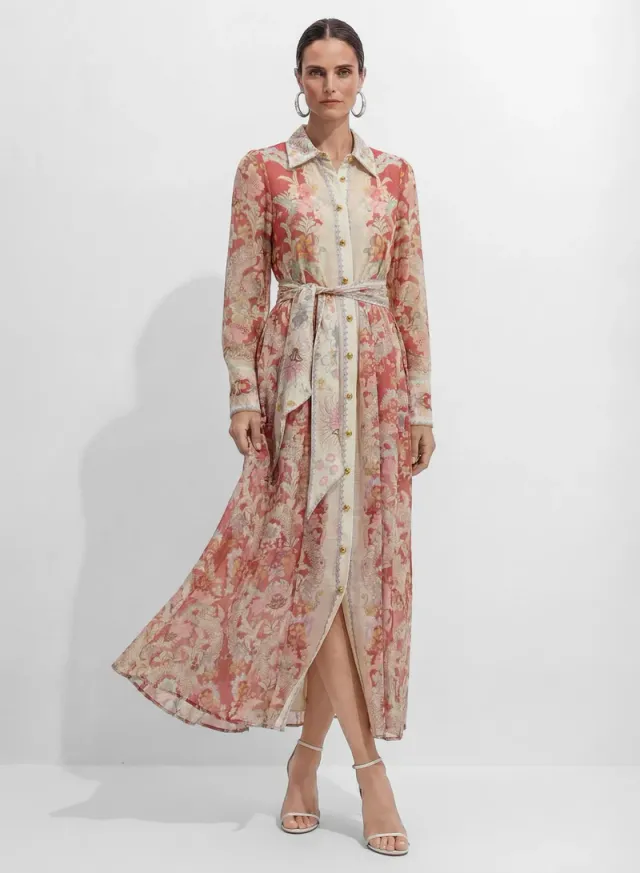 Secret Garden Pink Floral Print Long Sleeve Maxi Dress – image 4