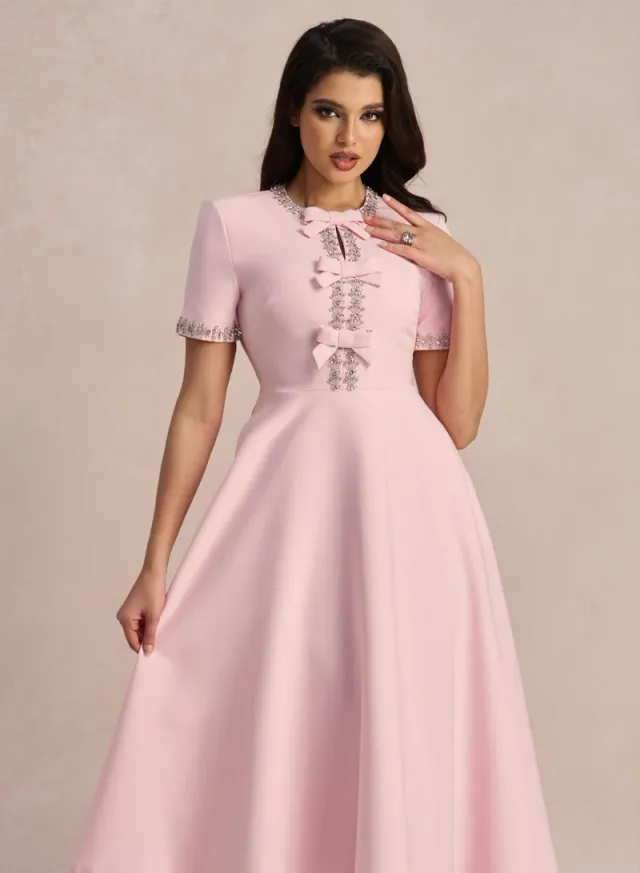 Zoe Bowknot Crystal-embellished Midi Dress – image 5