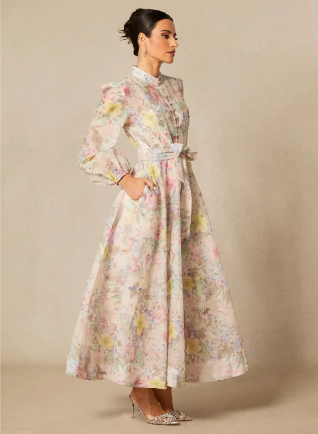 Anne Floral Print Balloon Sleeve Maxi Dress – image 2
