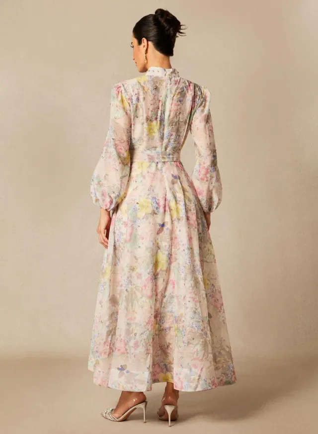 Anne Floral Print Balloon Sleeve Maxi Dress – image 3