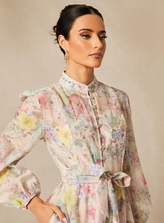 Anne Floral Print Balloon Sleeve Maxi Dress – image 5