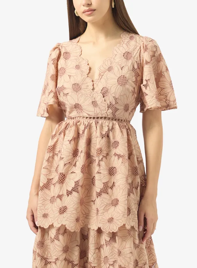 Floral Print V-Neck Tiered Dress – image 3