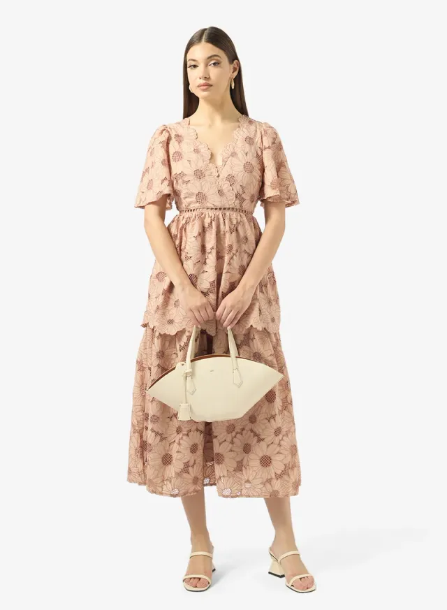Floral Print V-Neck Tiered Dress – image 4