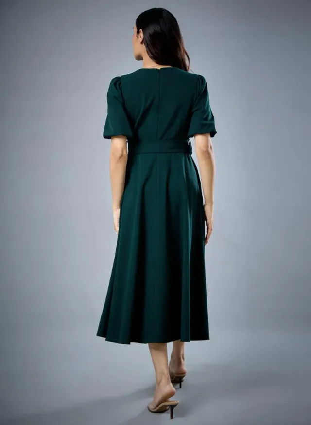 Sleeve Pleat Detailed A Line Dress – صورة 2