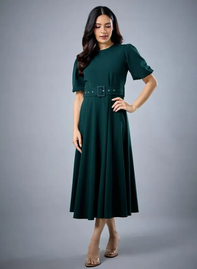 Sleeve Pleat Detailed A Line Dress – image 4
