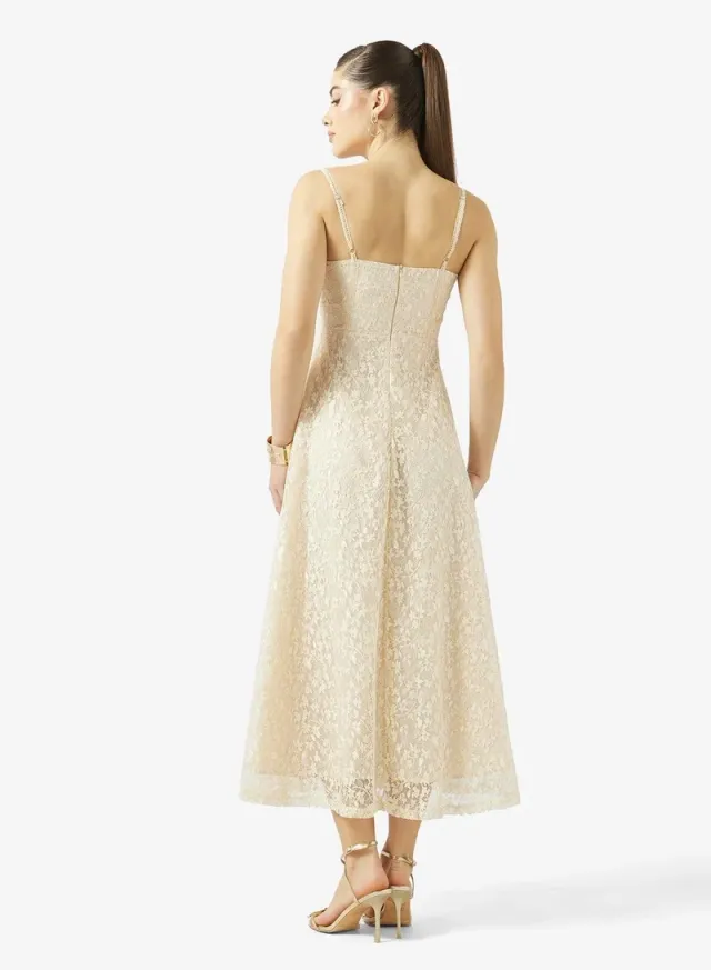 Sweetheart Neckline Lace A Line Dress – image 2