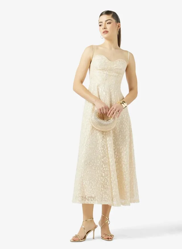 Sweetheart Neckline Lace A Line Dress – image 4