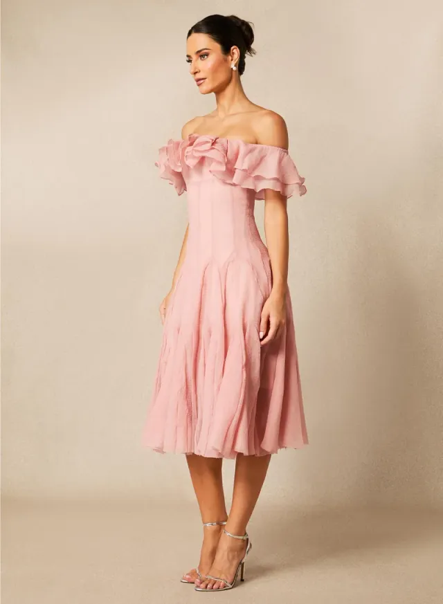 Vita Off Shoulder Ruffle Midi Dress – image 2
