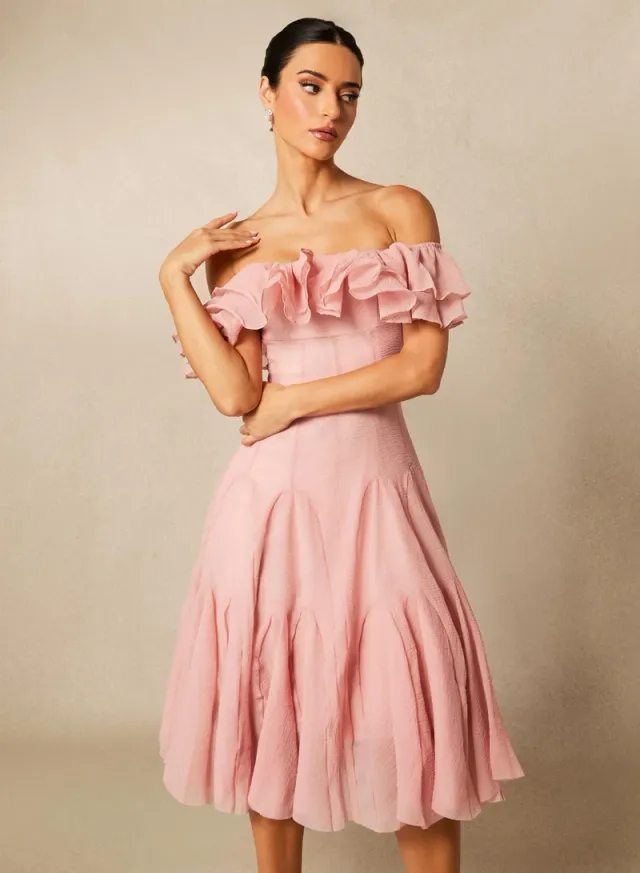 Vita Off Shoulder Ruffle Midi Dress – image 5
