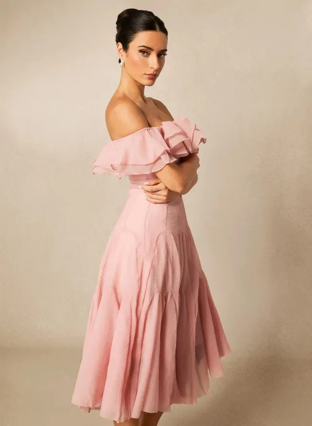 Vita Off Shoulder Ruffle Midi Dress – image 4