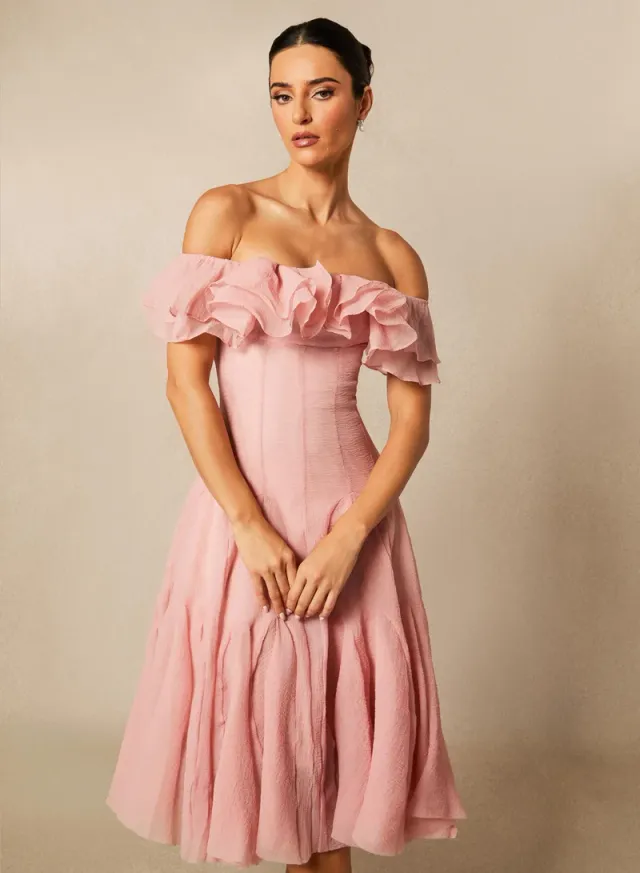 Vita Off Shoulder Ruffle Midi Dress – image 6