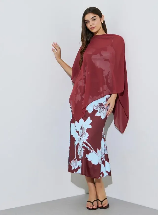 Red Floral Strappy Fit and Flare Midi Dress