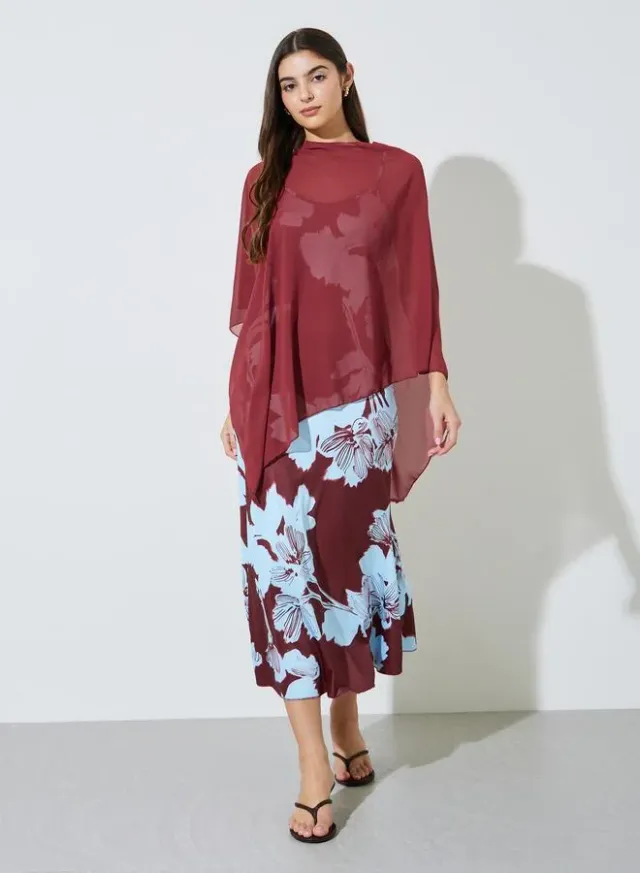 Red Floral Strappy Fit and Flare Midi Dress – image 2
