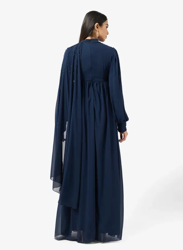 Draped A-line Dress With Trail – image 2