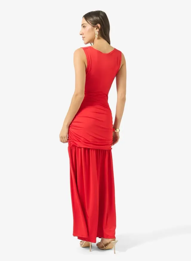 Cowl Neck Drop Waist Draped Dress – image 3