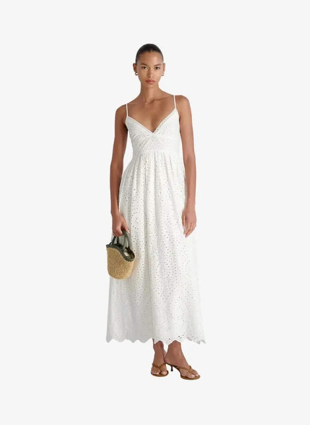 Women's Summer White Trini Cotton Eyelet Maxi Dress – image 2