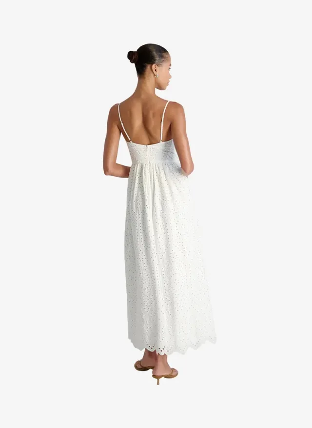 Women's Summer White Trini Cotton Eyelet Maxi Dress – image 6