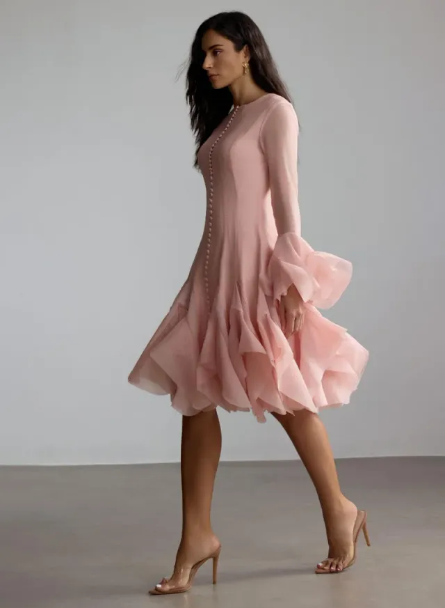 Gloria Long Sleeve Flared Hem Midi Dress – image 2