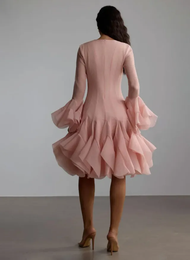 Gloria Long Sleeve Flared Hem Midi Dress – image 3