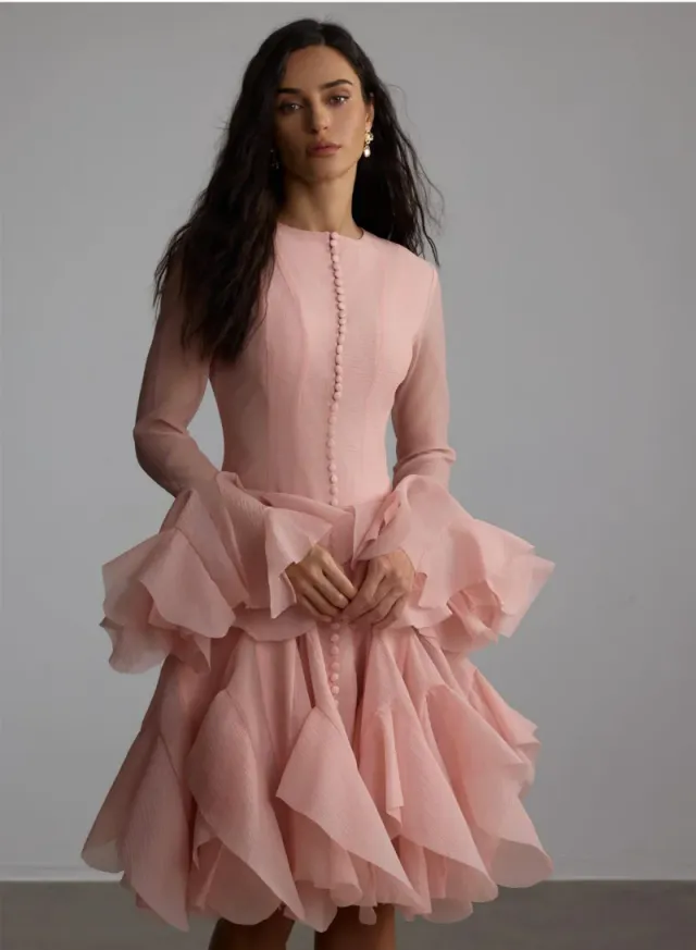 Gloria Long Sleeve Flared Hem Midi Dress – image 5