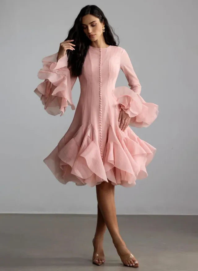 Gloria Long Sleeve Flared Hem Midi Dress – image 6