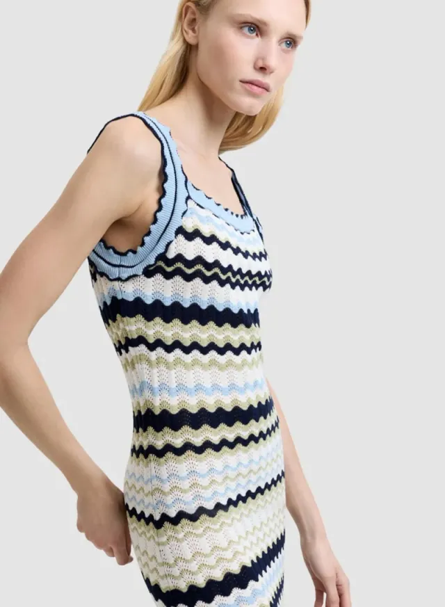 Striped London Knit Midi Dress – صورة 5