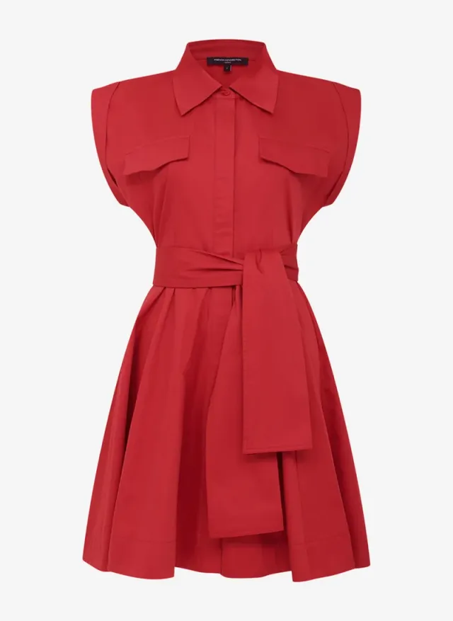 Women's Watermelon Red Alexis Cotton Belted Dress – صورة 6