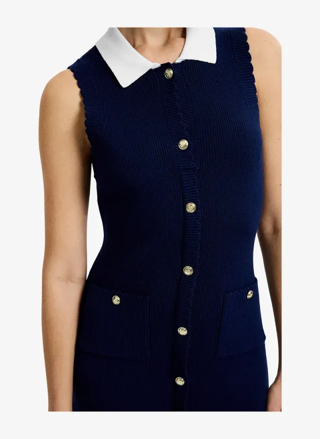 Women's Marine-Summer White Bennet Rib Knit Contrast Dress – image 5