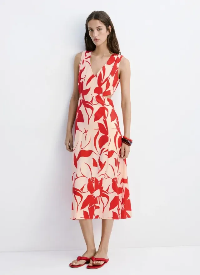 Floral Print Cut-Out Dress