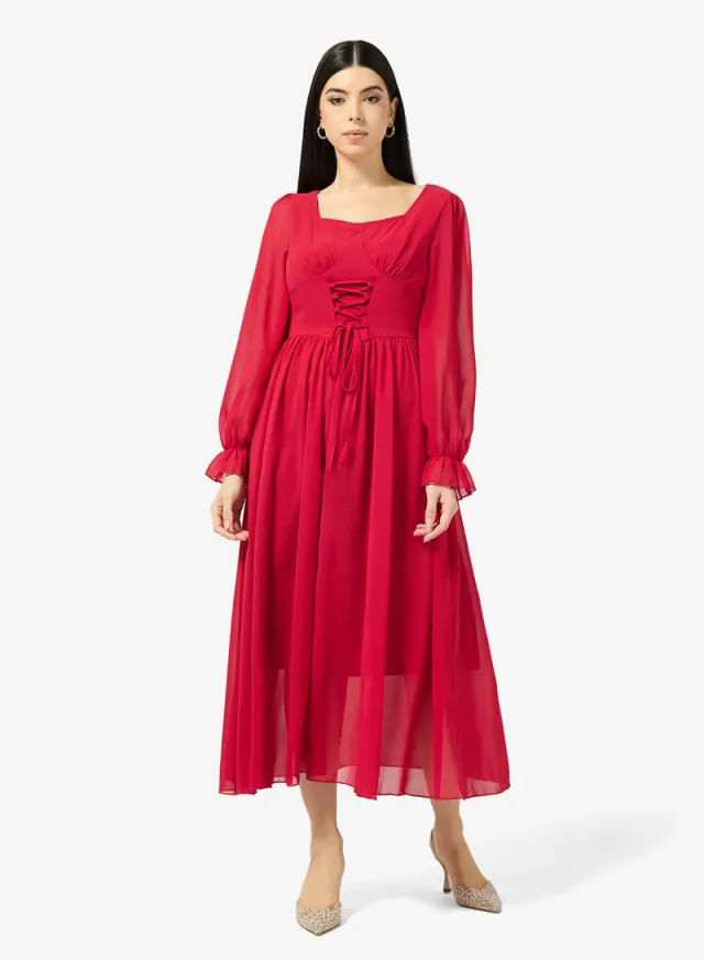 A-line Dress With Croset Tie up