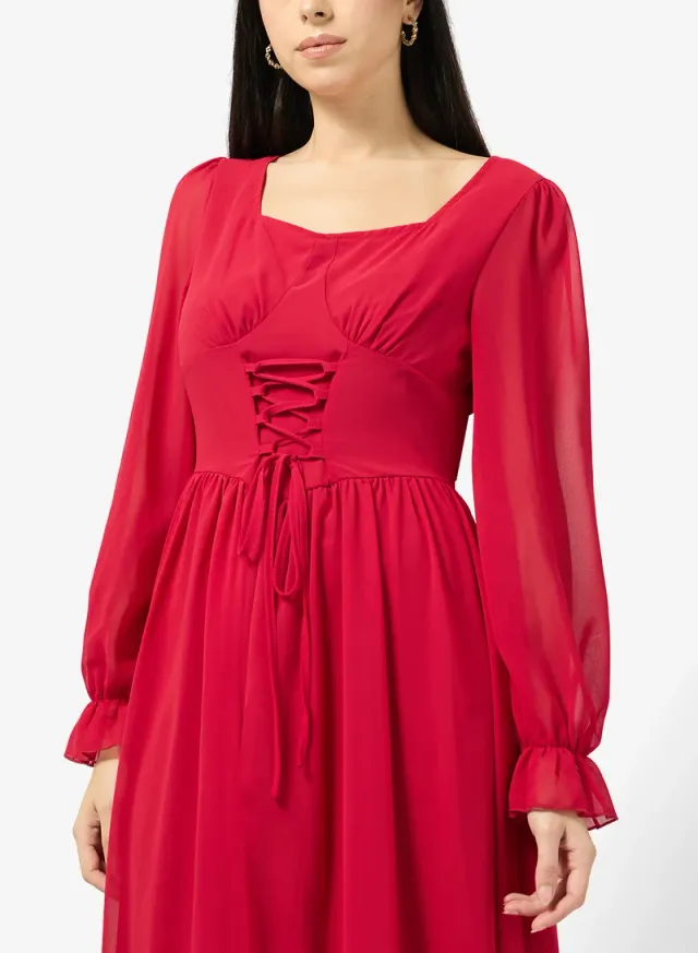 A-line Dress With Croset Tie up – image 3