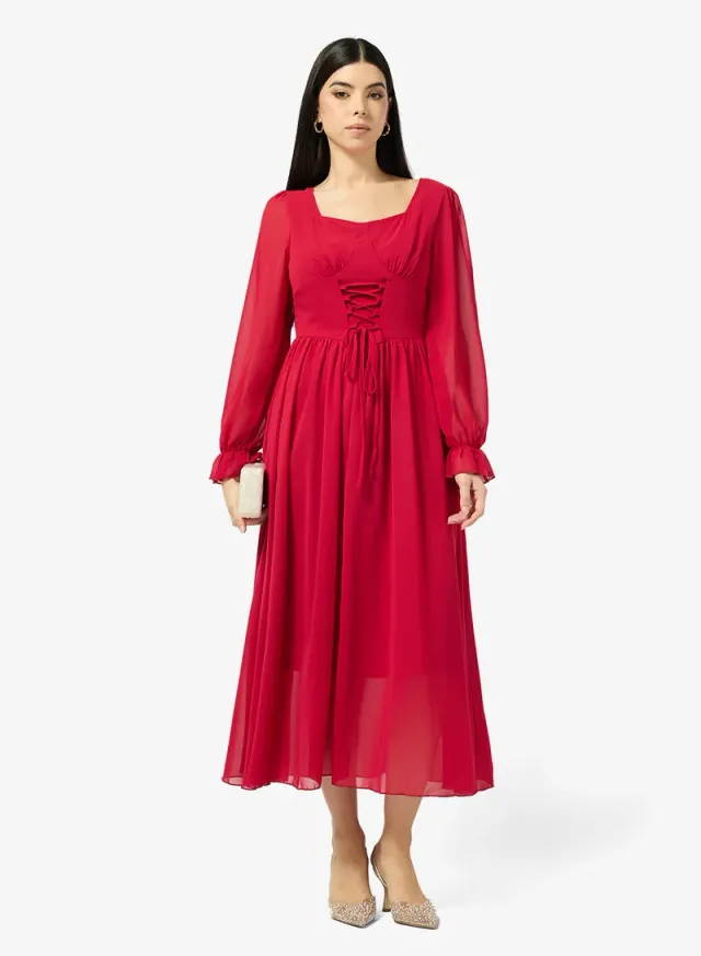A-line Dress With Croset Tie up – image 4