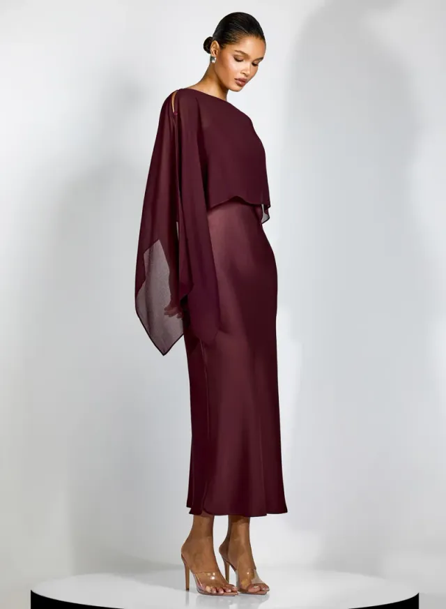Elena Spaghetti Strap Maxi Dress With Cape Blouse – image 2